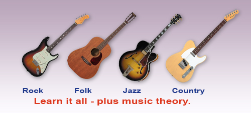 Rock, folk jazz, country - learn it all, plus music theory.